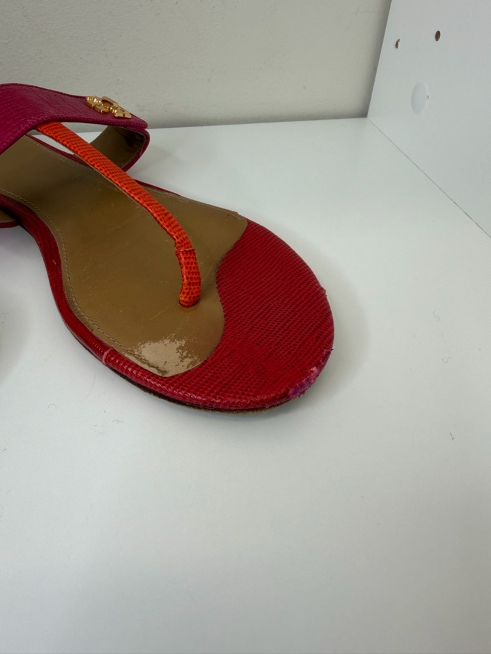Tory Burch Kira Thong Sandals Tejus Embossed Leather Size 9.5 vacation summer - Picture 15 of 15
